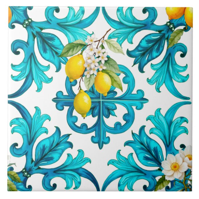 sicilianska,sommar,citron,mosaik,grönt kakelplatta (Framsidan)