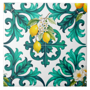 sicilianska,sommar,citron,mosaik,grönt kakelplatta