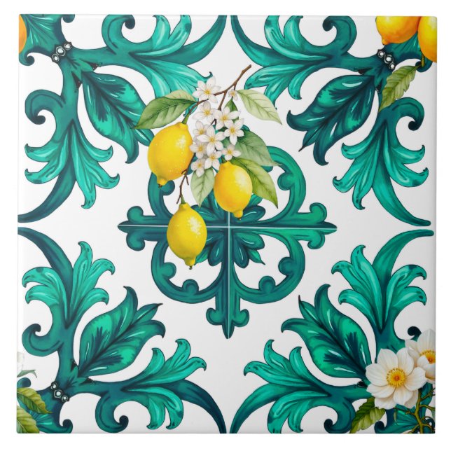 sicilianska,sommar,citron,mosaik,grönt kakelplatta (Framsidan)