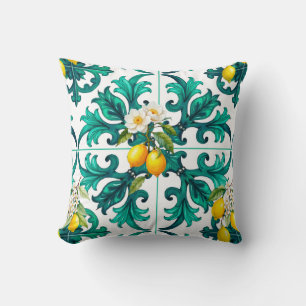sicilianska,sommar,citron,mosaik,grönt kudde