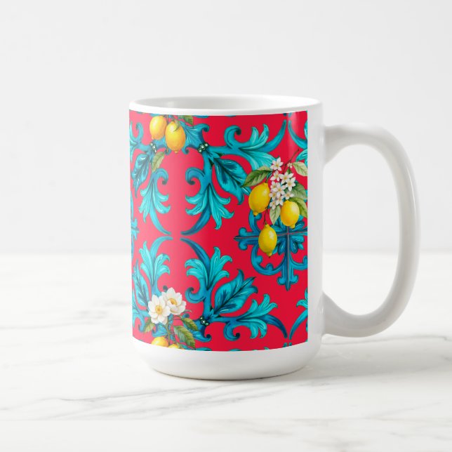 sicilianska,sommar,citron,mosaik,rosa, kaffemugg (Höger)