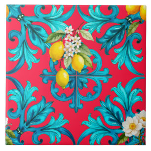sicilianska,sommar,citron,mosaik,rosa, kakelplatta