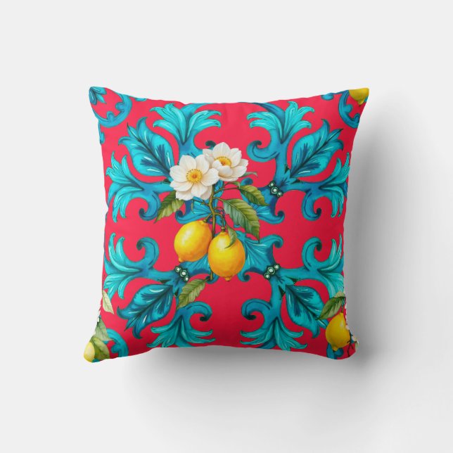 sicilianska,sommar,citron,mosaik,rosa, kudde (Baksida)