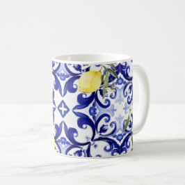 Sicilianska stil,citroner,majolica kaffemugg