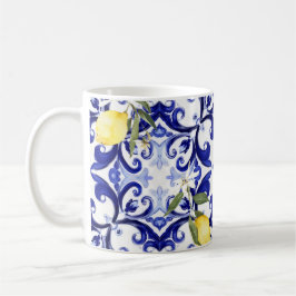 Sicilianska stil,citroner,majolica kaffemugg