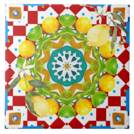 Sicilianska stil,citroner,majolica kakelplatta