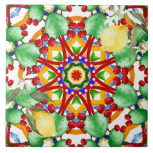 Sicilianska stil,citroner,majolica