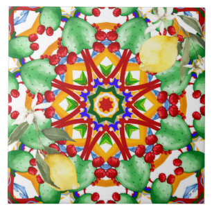 Sicilianska stil,citroner,majolica kakelplatta