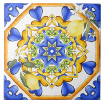 Sicilianska stil,citroner,majolica