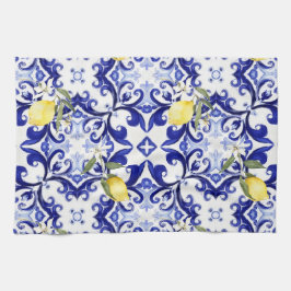 Sicilianska stil,citroner,majolica kökshandduk