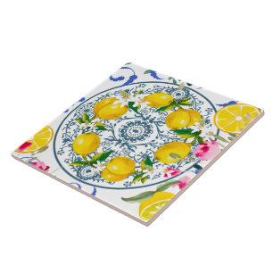 Sicilianska stil,majolica,citroner                kakelplatta