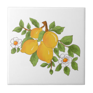 Sicilianska stil,majolica,citroner            kakelplatta