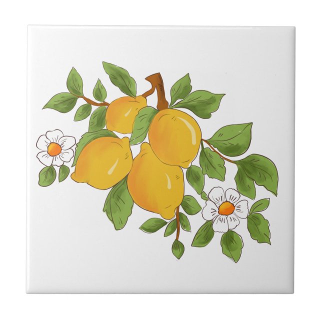 Sicilianska stil,majolica,citroner            kakelplatta (Framsidan)
