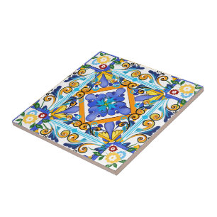 Sicilianska stil,majolica,citroner        kakelplatta