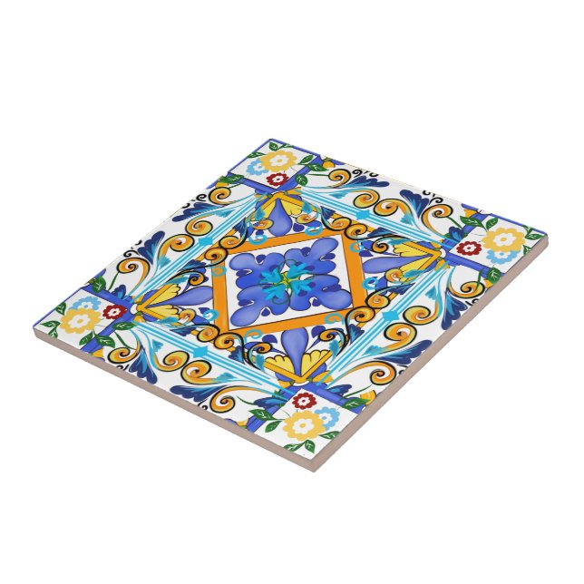 Sicilianska stil,majolica,citroner        kakelplatta (Sidan)
