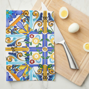 Sicilianska stil,majolica,citroner kökshandduk