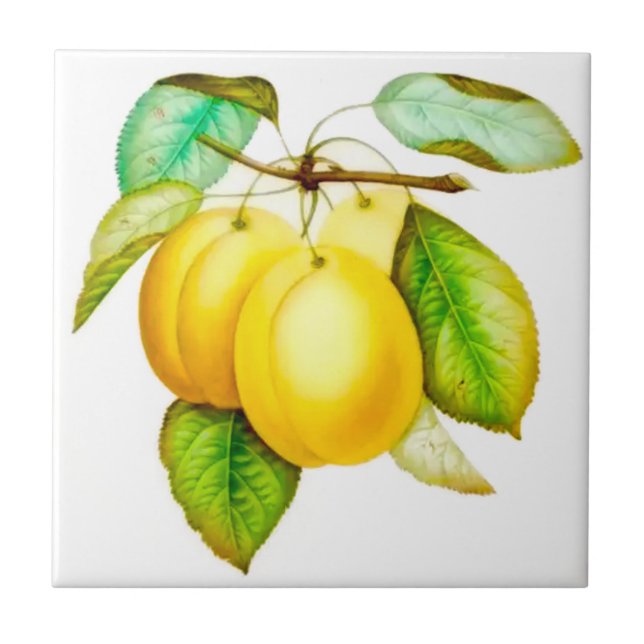 Sicilianska stil, sommarkonst Fruit Gult Plums Kakelplatta (Framsidan)