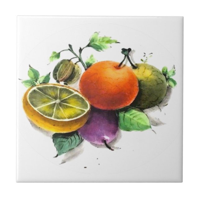 Sicilianska stil, sommarkonst Fruit Lemon Citrus Kakelplatta (Framsidan)