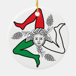 Sicilianska Trinacria Medusa Emblem Italienska Tem Julgransprydnad Keramik