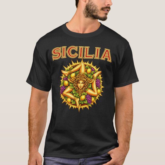 Sicilianska Trinacria  T Shirt (Framsida)