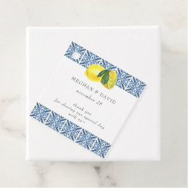 Sicilien Blue Tiles Lemons Bröllop Gåvor Etiketter
