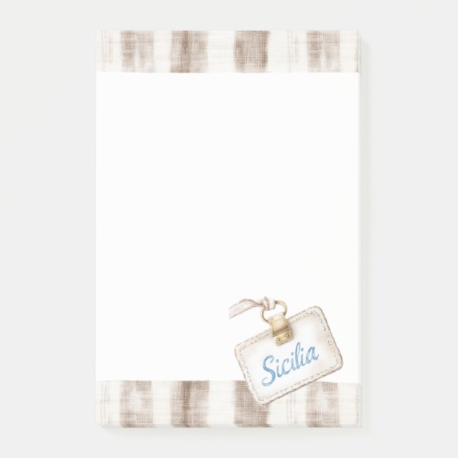 Sicilien Crème Rustik Bruna Ränder Post-it Block (Framsida)