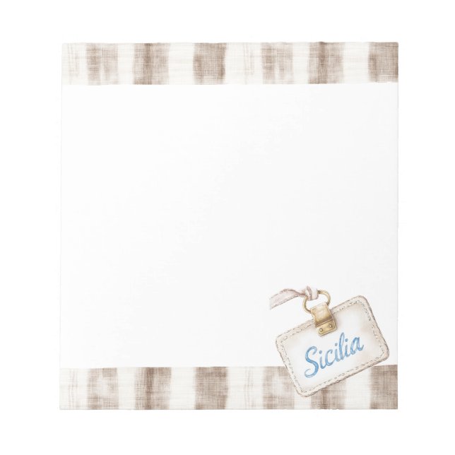 Sicilien Crème Rustika Brun Ränder Anteckningsblock (Framsida)
