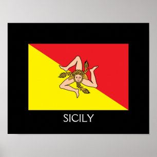 Sicilien Flagga 14 x 11 tum, värde Poster Pappert 