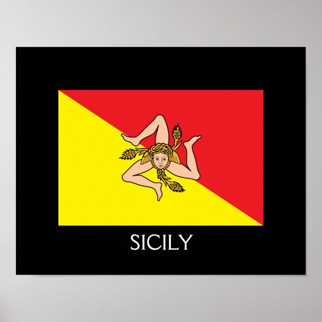 Sicilien Flagga 14 x 11 tum, värde Poster Pappert  (Framsidan)