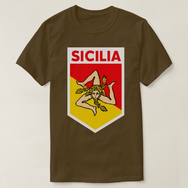 Sicilien Flagga Emblem T Shirt (Design framsida)