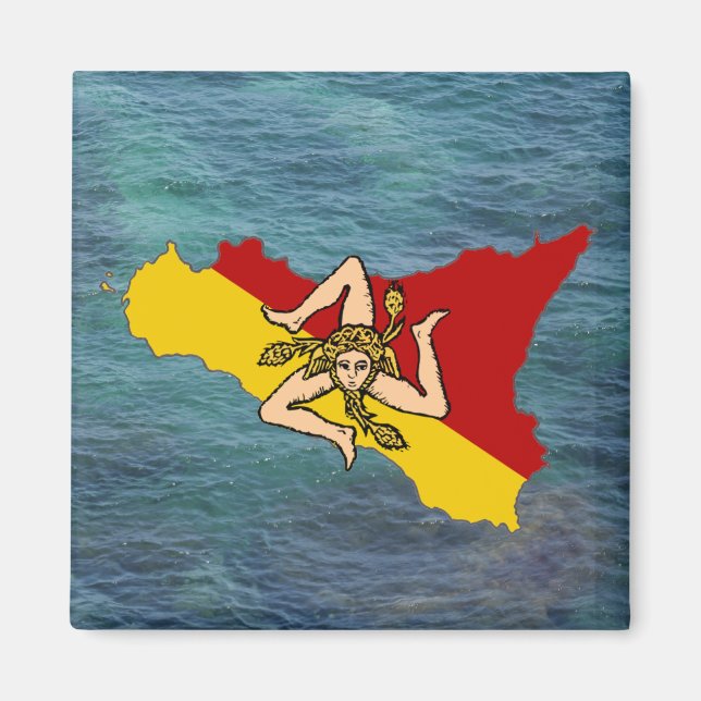 Sicilien Flagga & Island Magnet (Framsidan)
