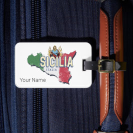 Sicilien Flagga Italien Retro Karta Vintage Souven Bagagebricka