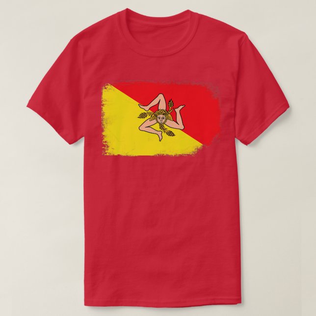Sicilien Flagga Karta Italien Sicilien, Italien, P T Shirt (Design framsida)