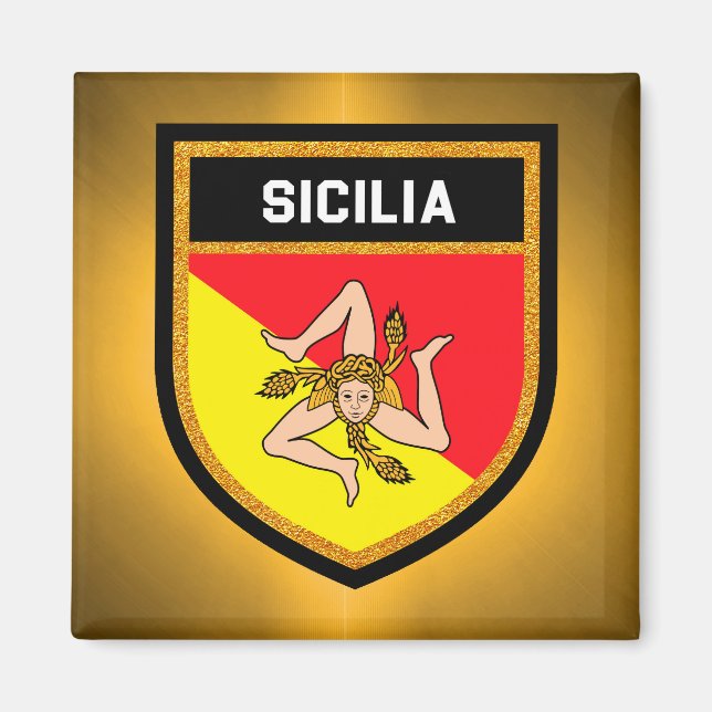 Sicilien Flagga Magnet (Framsidan)