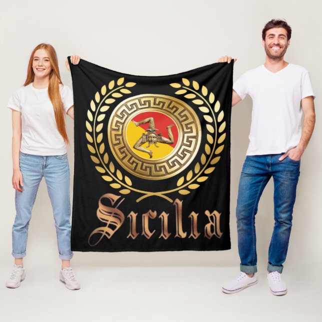 Sicilien Flagga och emblem presentfilt Fleecefilt (På plats)