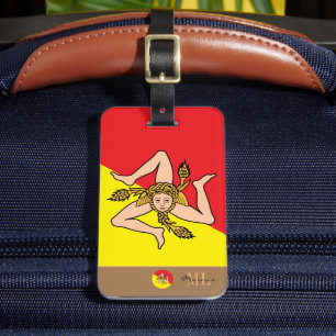 Sicilien flagga & Sicilien monogrammad Bagagebricka