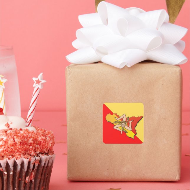 Sicilien 🇮 🇹 ☀️ fyrkantigt klistermärke (Part)