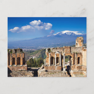 Sicilien - Grekiska teatern på vykortet Taormina Vykort