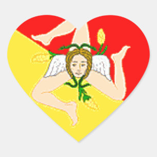 Sicilien (Italien) Flagga Hjärtformat Klistermärke