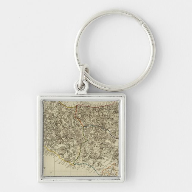 Sicilien, Italien Fyrkantig Silverfärgad Nyckelring (Framsidan)