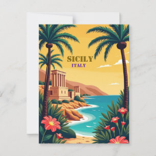 Sicilien, Italien kustvyer, kulturkarm Vykort