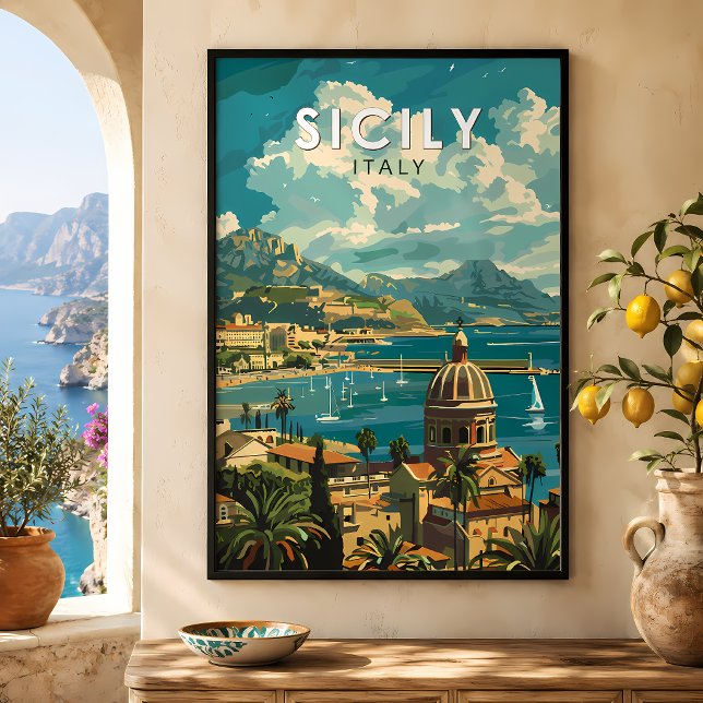 Sicilien Italien Resa Konst Vintage Poster (Skapare uppladdad)