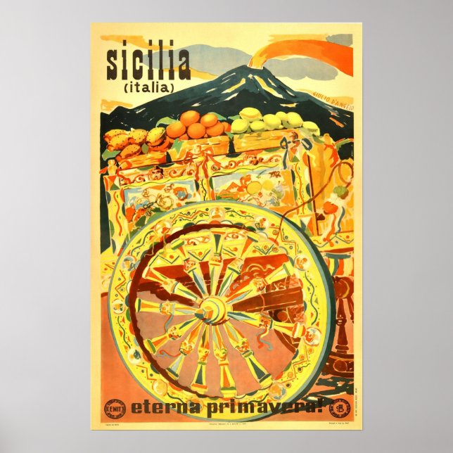 Sicilien, Italien, reseposter Poster (Framsidan)