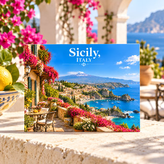 Sicilien Italien Soligt Kustsamhälle Resa Vykort