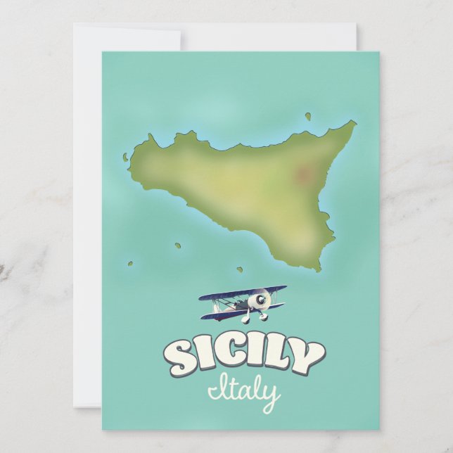 Sicilien Italien vintage stil karta (Framsida)