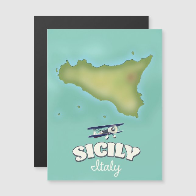 Sicilien Italien vintage stil karta (Fram/baksida)