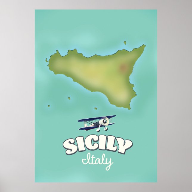 Sicilien Italien vintage stil karta Poster (Framsidan)