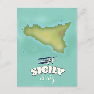 Sicilien Italien vintage stil karta Vykort