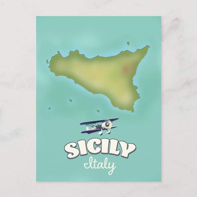 Sicilien Italien vintagekart Vykort (Framsida)