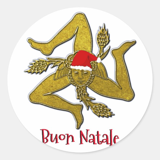 Sicilien jul Trinacria Runt Klistermärke (Framsida)